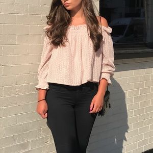 Bardot off the shoulder eyelet top